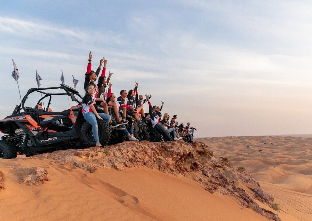 *Topic:* "Experience the Ultimate Desert Safari in UAE: A Thrilling Adventure Awaits" *Content:* Are you ready for an unforgettable adventure in the United Arab Emirates? Look no further than the desert safari experience! Explore the breathtaking deserts of Dubai and Abu Dhabi on a thrilling journey that combines adrenaline-pumping activities, stunning landscapes, and delicious cuisine. *What to Expect:* - Dune Bashing: Hold on tight as you ride across the desert dunes in a 4x4 vehicle 🚗 - Camel Ride: Enjoy a leisurely camel ride through the desert 🐫 - Sand Boarding: Experience the rush of sandboarding down the dunes 🏂 - Sunset View: Witness breathtaking views of the sunset 🌅 - BBQ Dinner: Savor a delicious BBQ and buffet dinner (veg and non-veg options) 🍴 *Why Choose Us?* - Expert guides and instructors - Top-notch equipment and vehicles - Unforgettable experiences - Excellent customer service *wBook Your Desert Safari Now!*